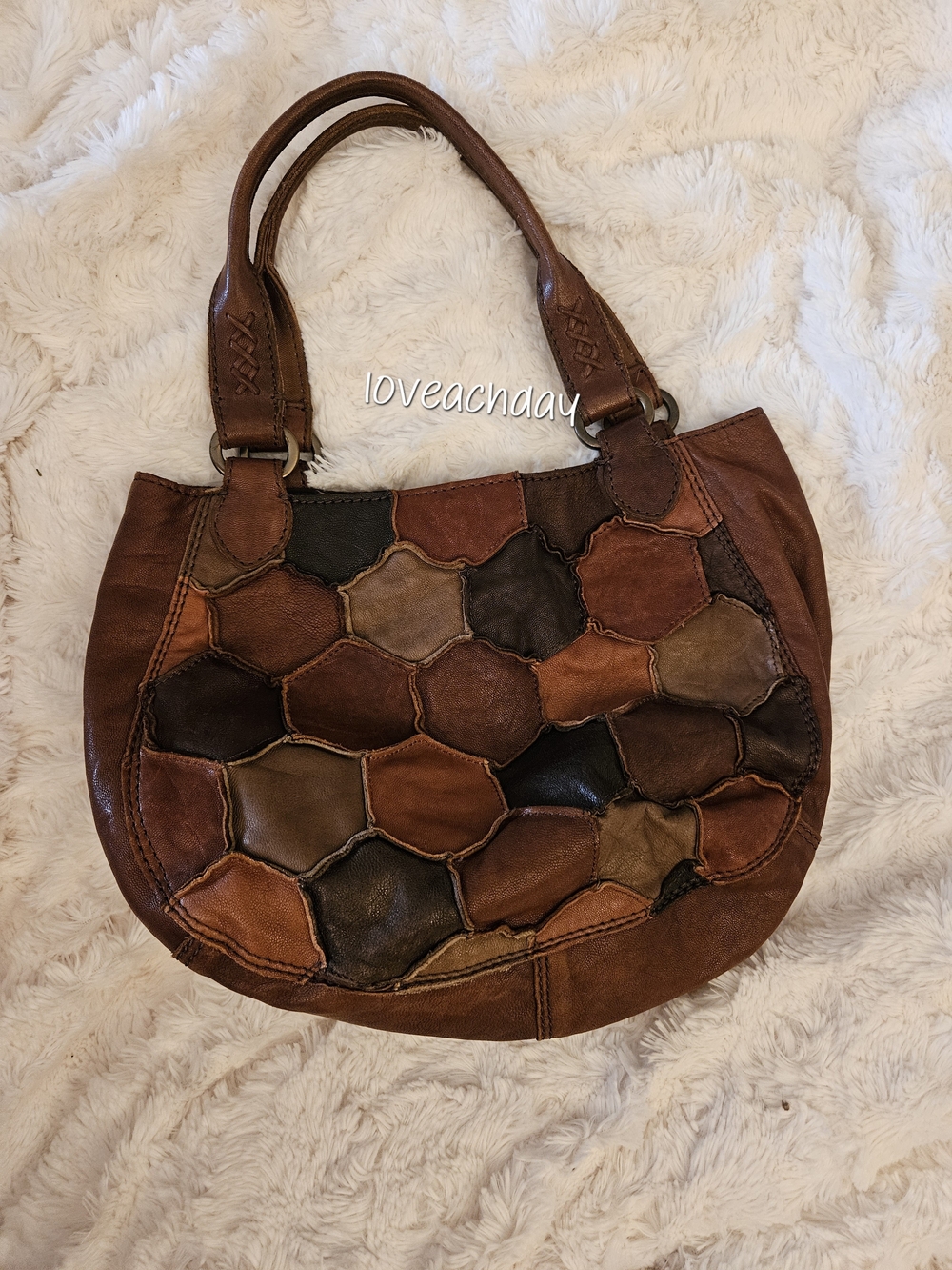 Lucky Brand🍀Leather Geometric Patchwork Hobo Bag - Vintage